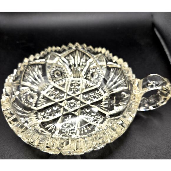 VTG Imperial Glass Nucut Handled Nappy Dish Sawtooth Rim Hobstars Arches - Picture 2 of 7